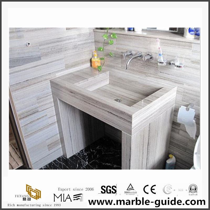 white wood grain marble countertop bathroom