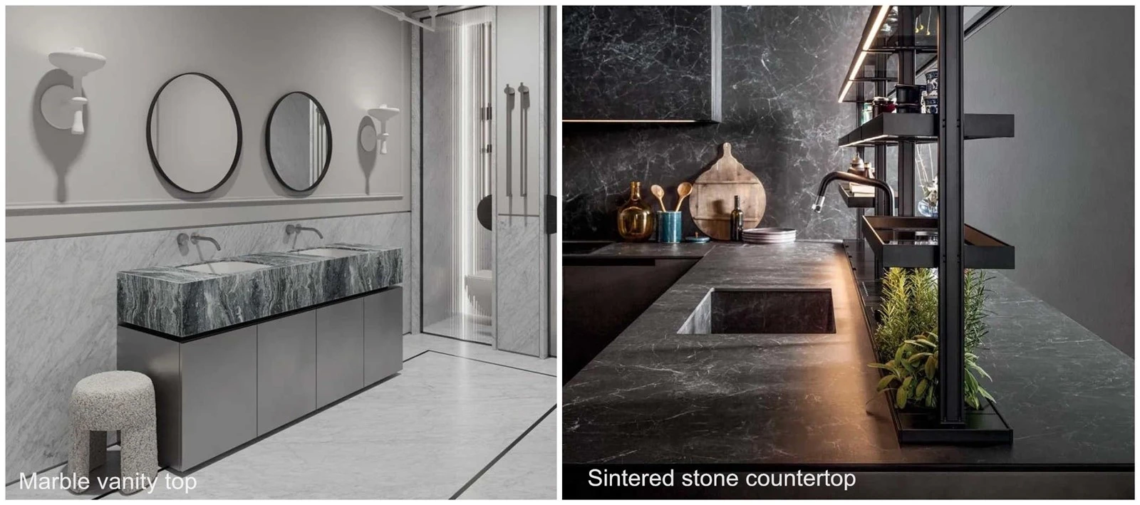 Marble vanity top VS sintered stone vanity top