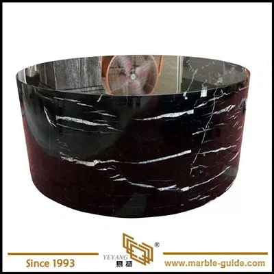 Meja kopi bulat marmar marquina hitam