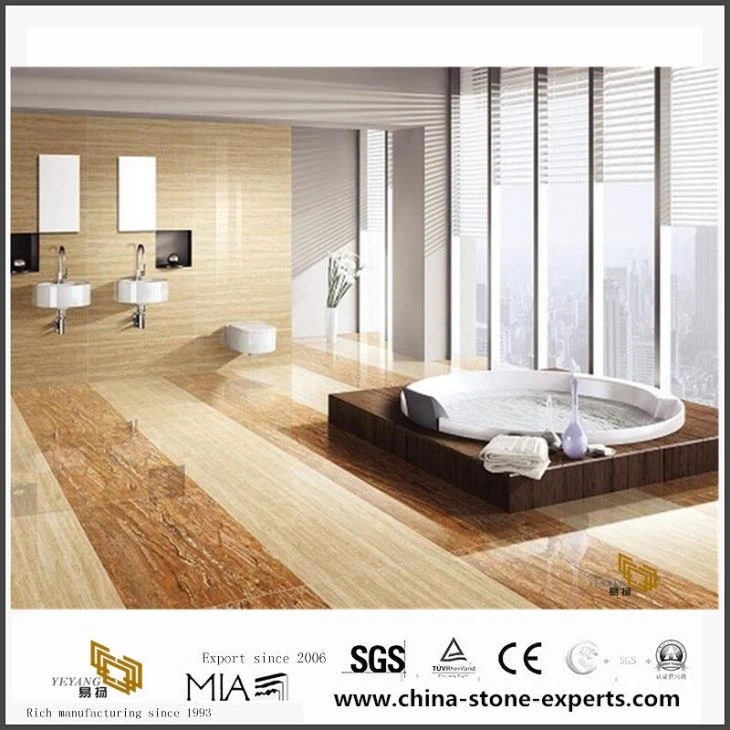 Kualiti Perancis digilap Golden Travertine papak batu produk