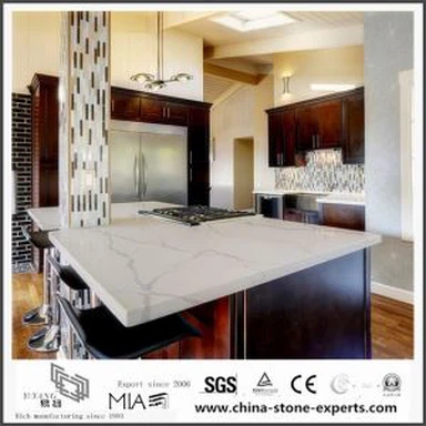 Cantik putih Calacatta kuarza dapur Worktops dengan kos yang rendah
