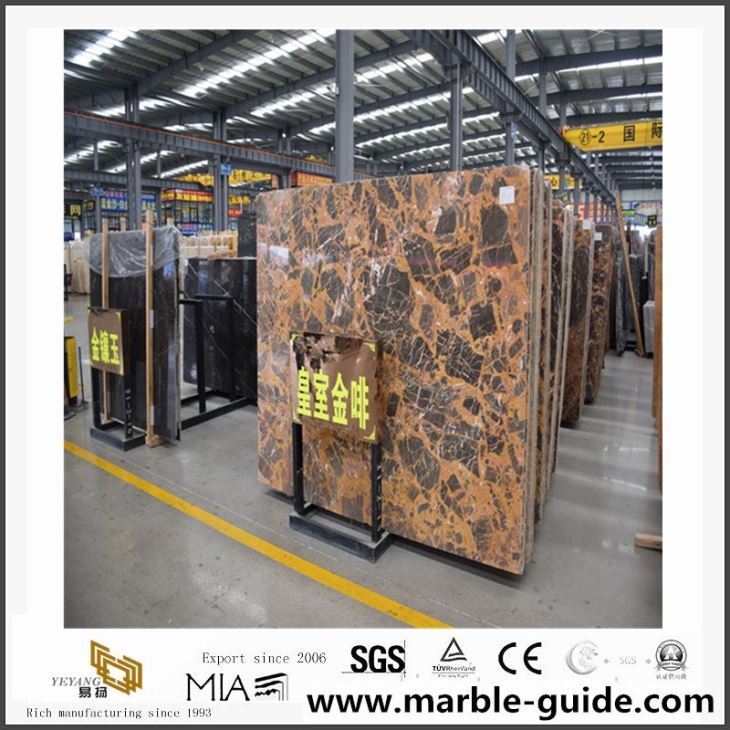 Royal Gold Coffee Marble Stone Slabs , China Yellow Marble