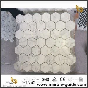 Diilhamkan Bianco Carrara White Marble Hexagon Mosaic