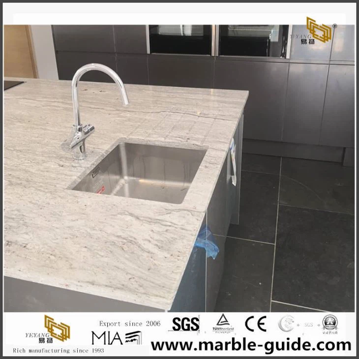 Countertop Sungai Granit Dapur Putih Bergaya